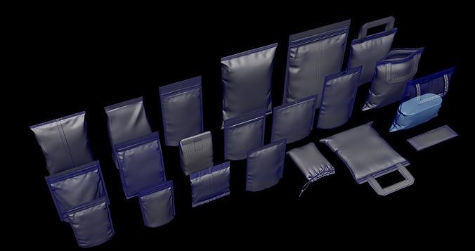 Pouches pack Low-poly 3D model 5
