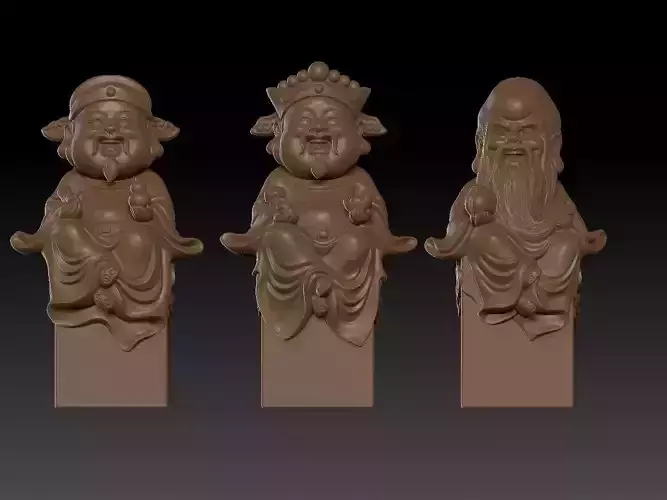 Fu Lu Shou Three Gods of Prosperity  3D print model