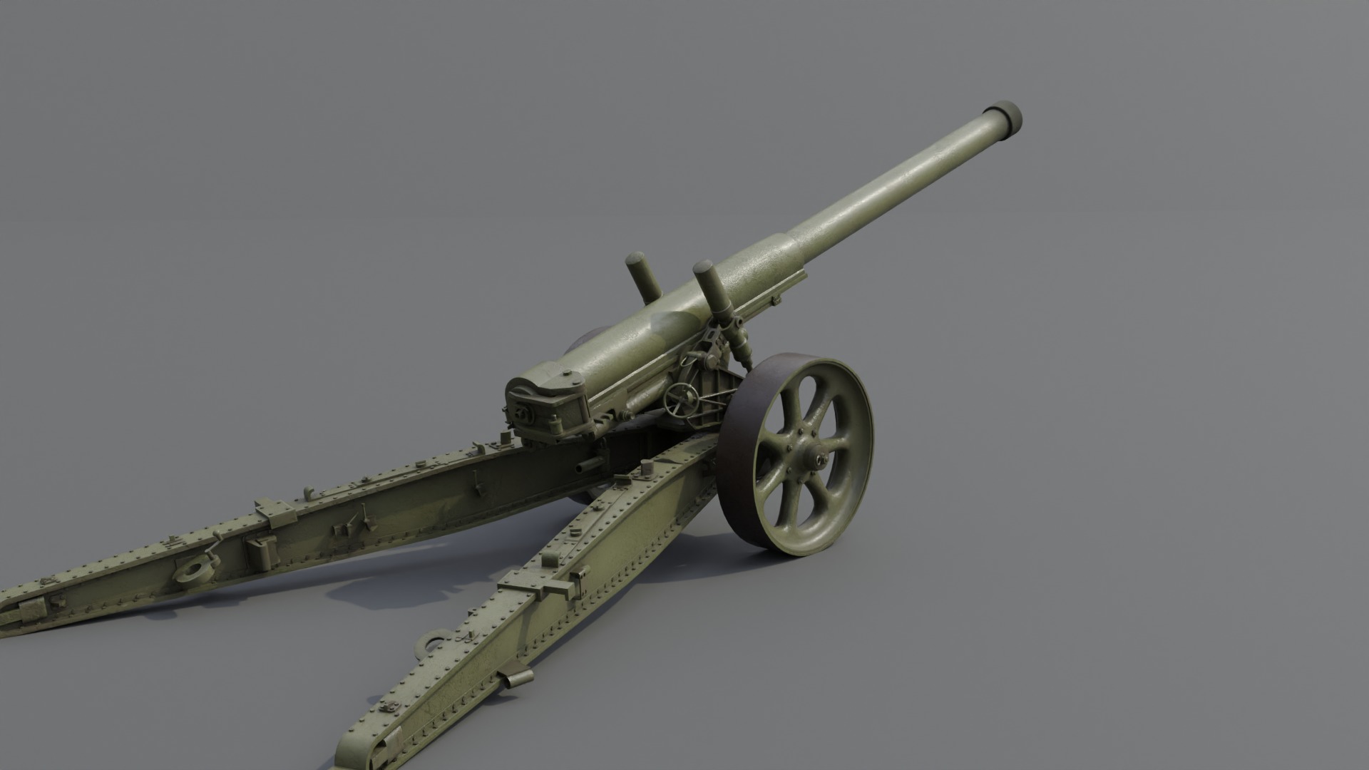 Type 89 15 cm cannon Low-poly 3D model_20