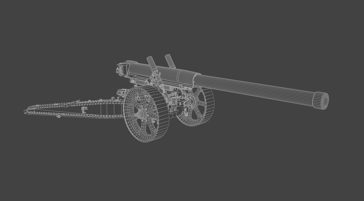 Type 89 15 cm cannon Low-poly 3D model_14
