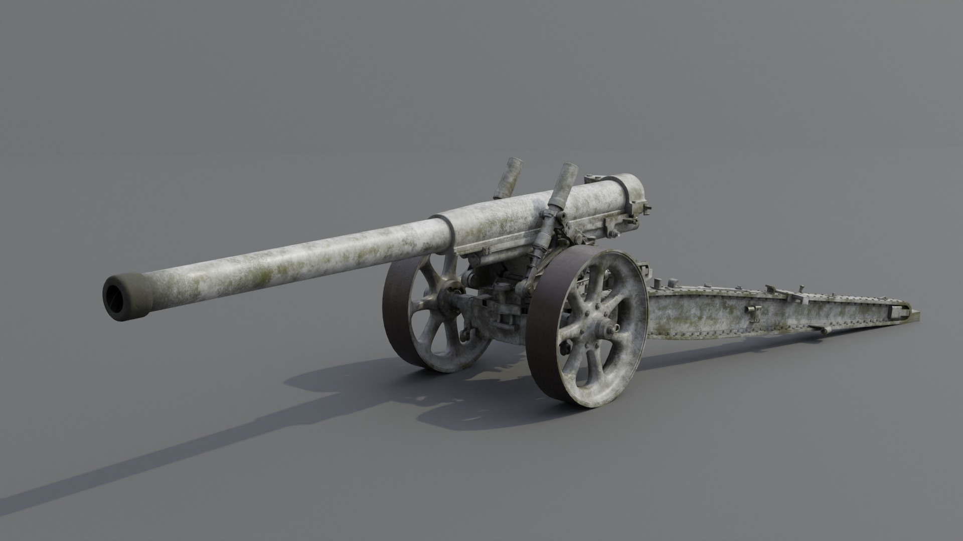 Type 89 15 cm cannon Low-poly 3D model_6