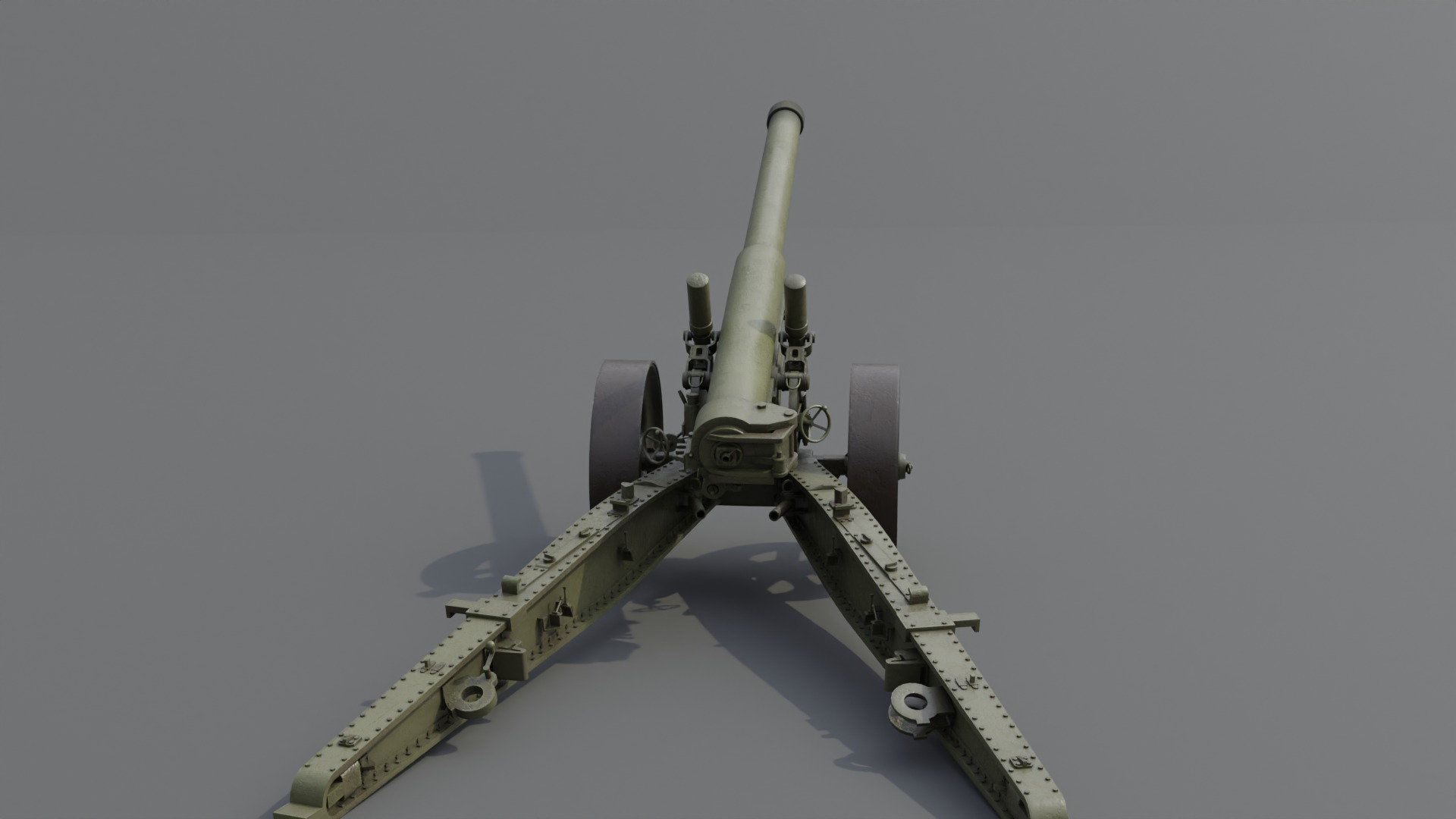 Type 89 15 cm cannon Low-poly 3D model_21