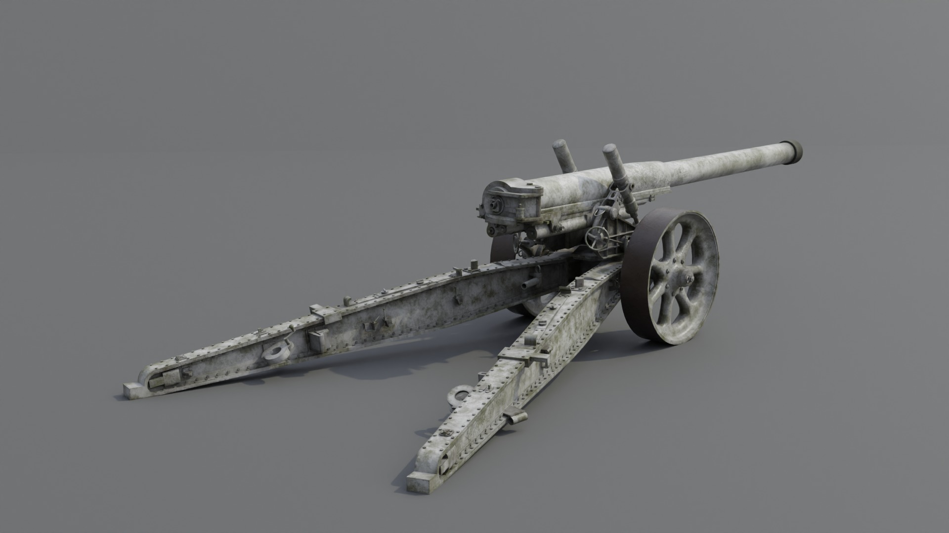 Type 89 15 cm cannon Low-poly 3D model_8
