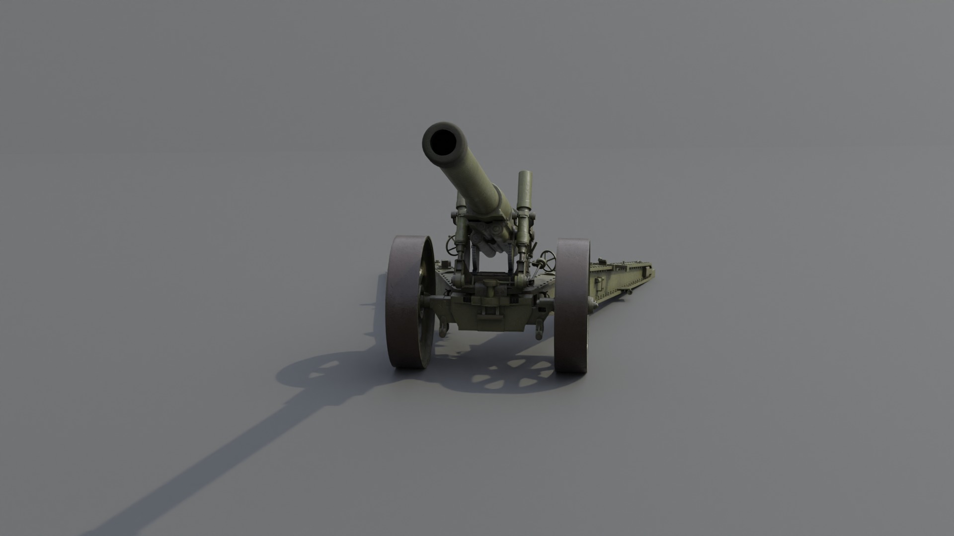 Type 89 15 cm cannon Low-poly 3D model_16