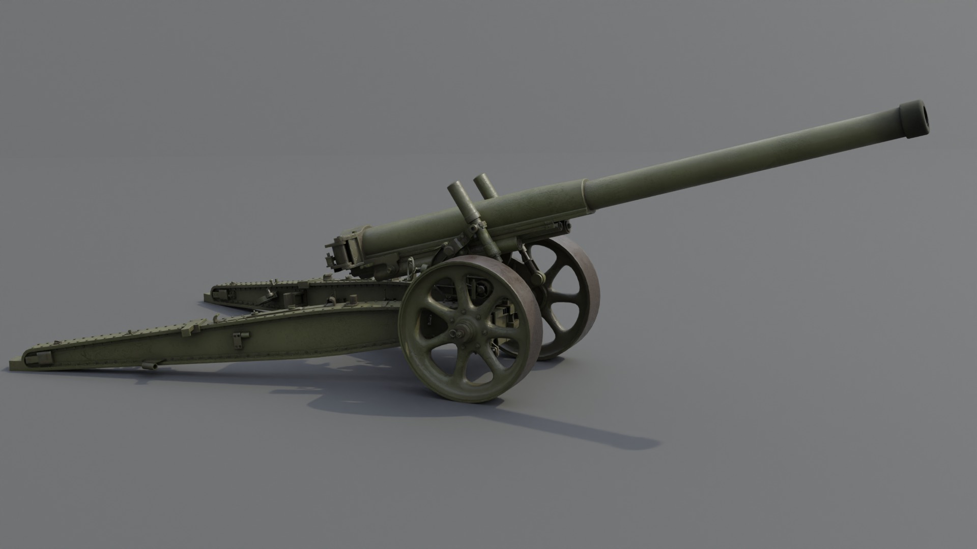 Type 89 15 cm cannon Low-poly 3D model_18