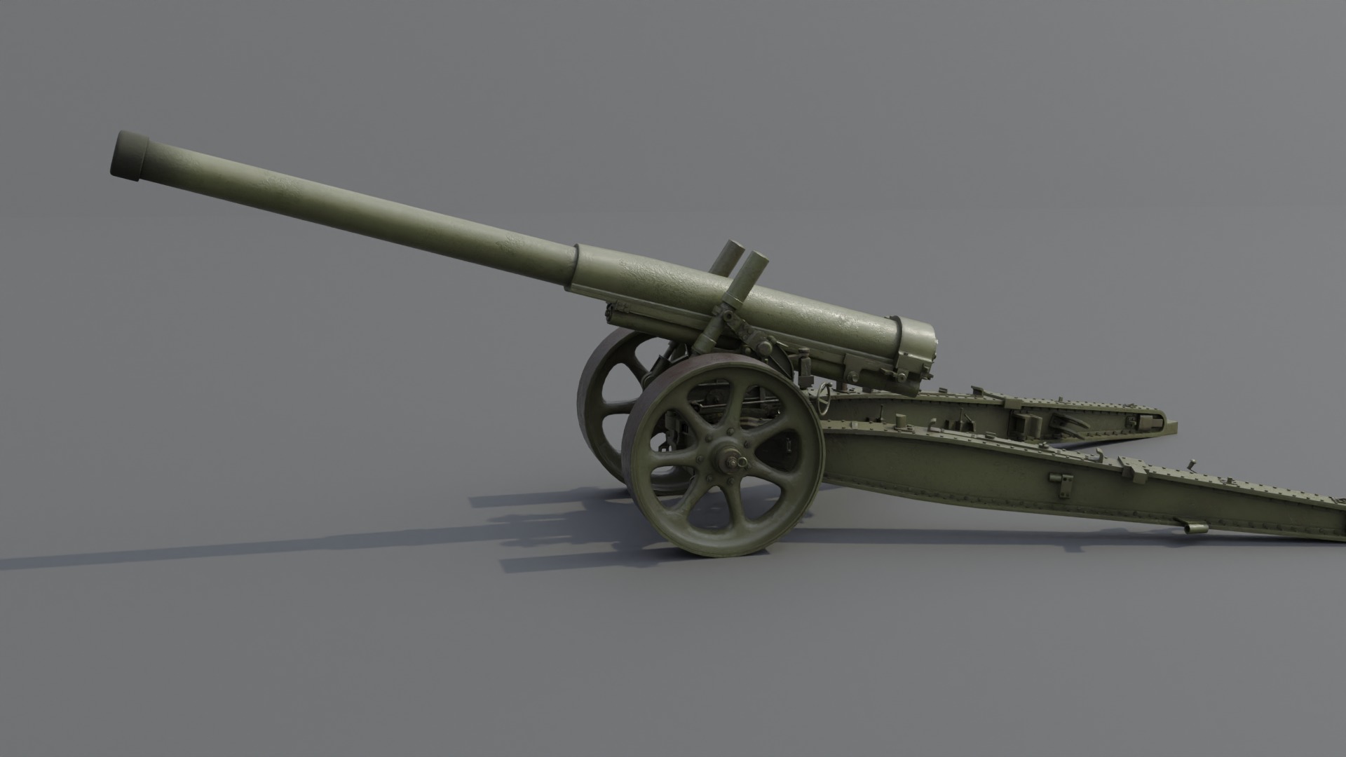 Type 89 15 cm cannon Low-poly 3D model_24