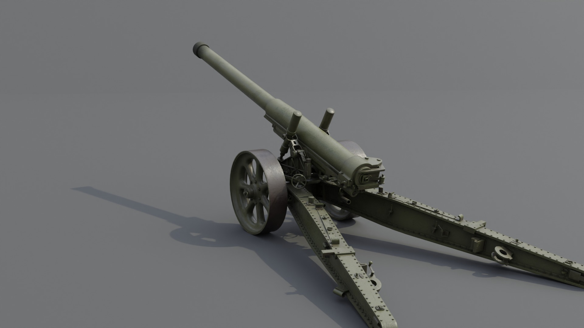 Type 89 15 cm cannon Low-poly 3D model_22