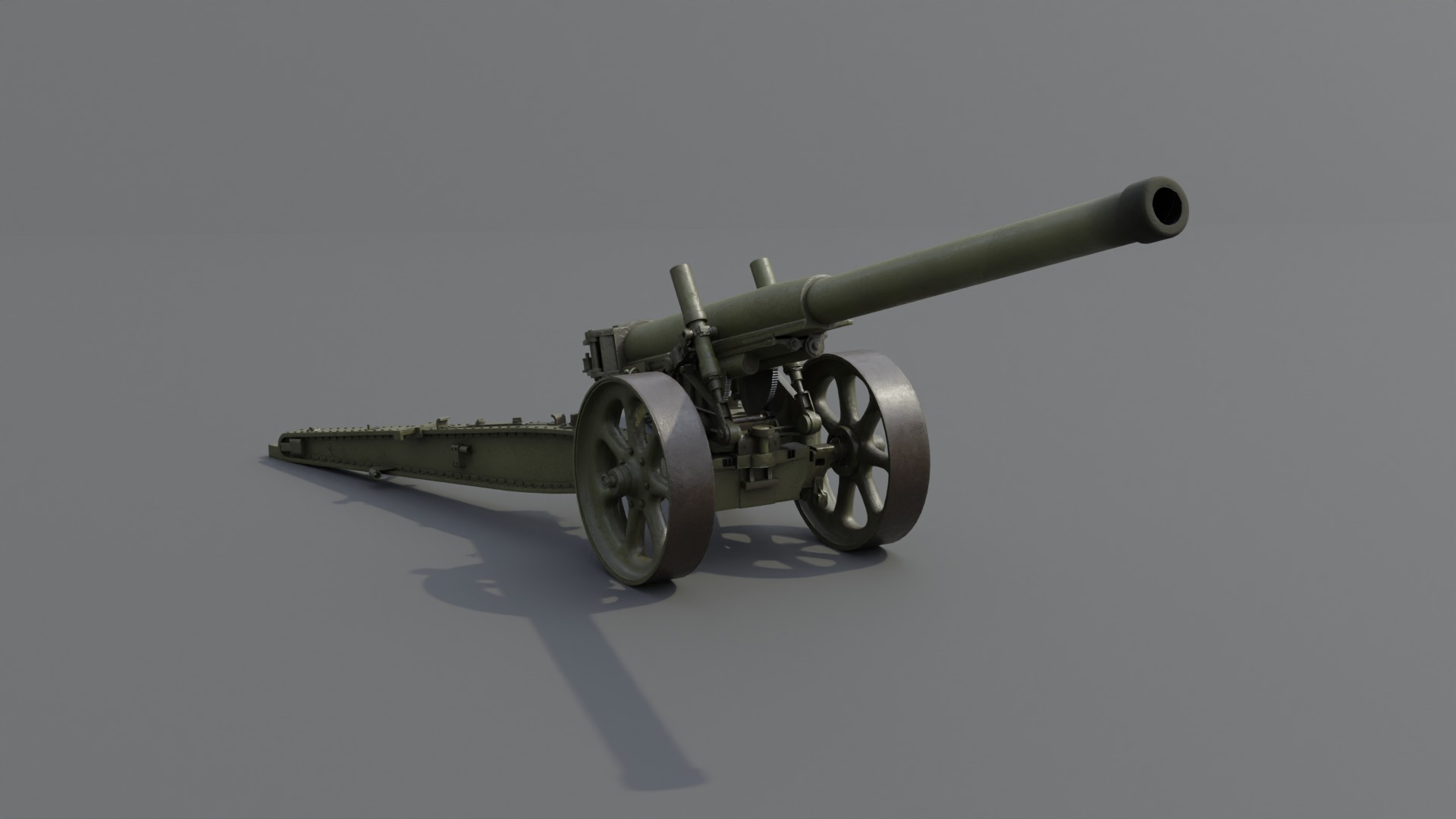 Type 89 15 cm cannon Low-poly 3D model_17