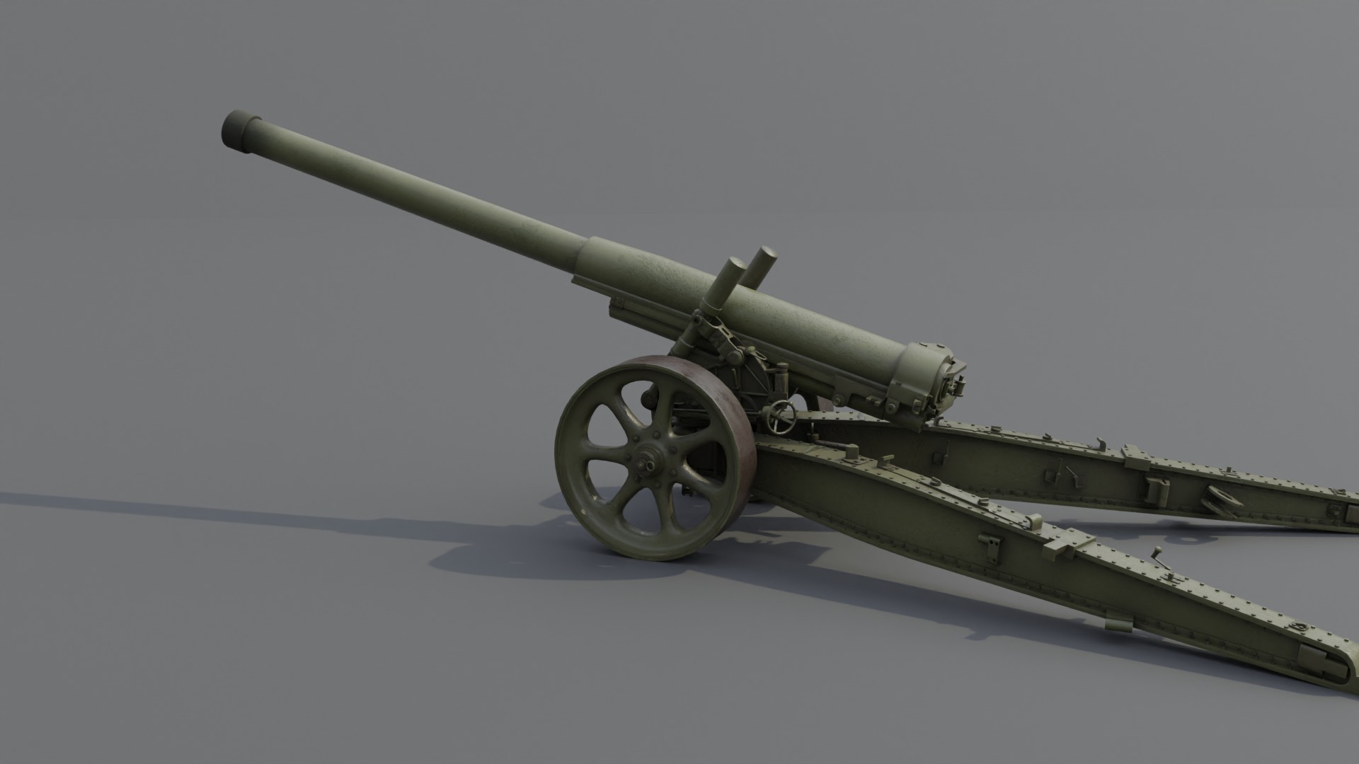 Type 89 15 cm cannon Low-poly 3D model_23