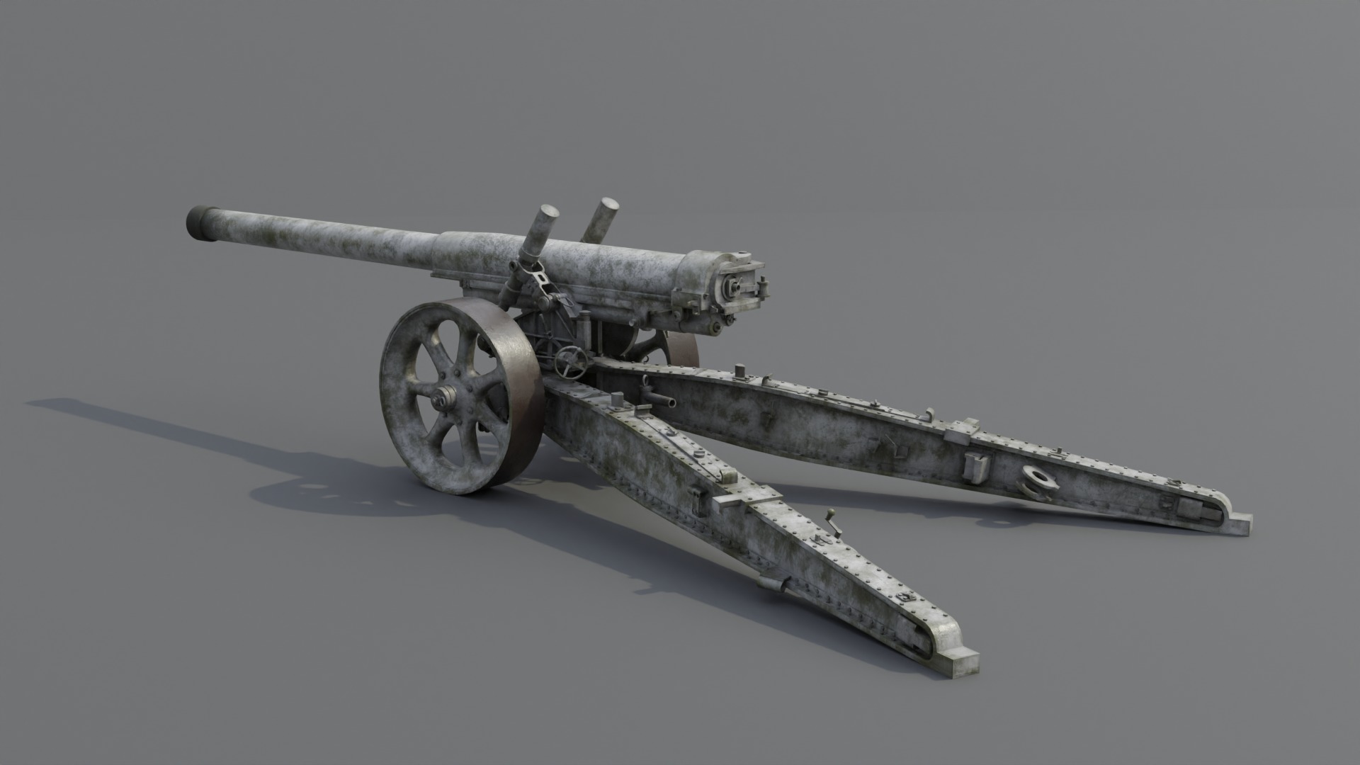 Type 89 15 cm cannon Low-poly 3D model_9