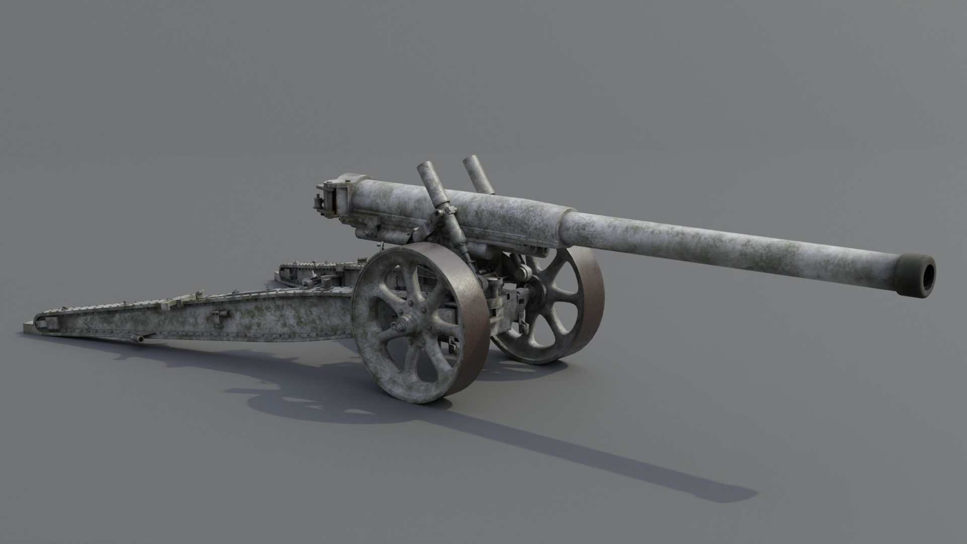 Type 89 15 cm cannon Low-poly 3D model_7