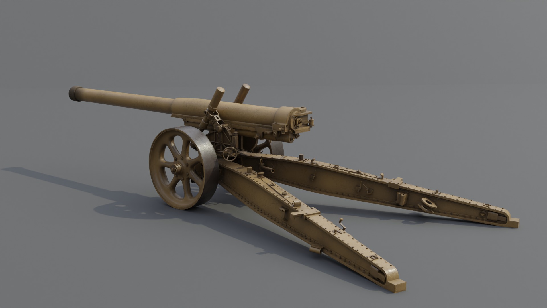 Type 89 15 cm cannon Low-poly 3D model_5