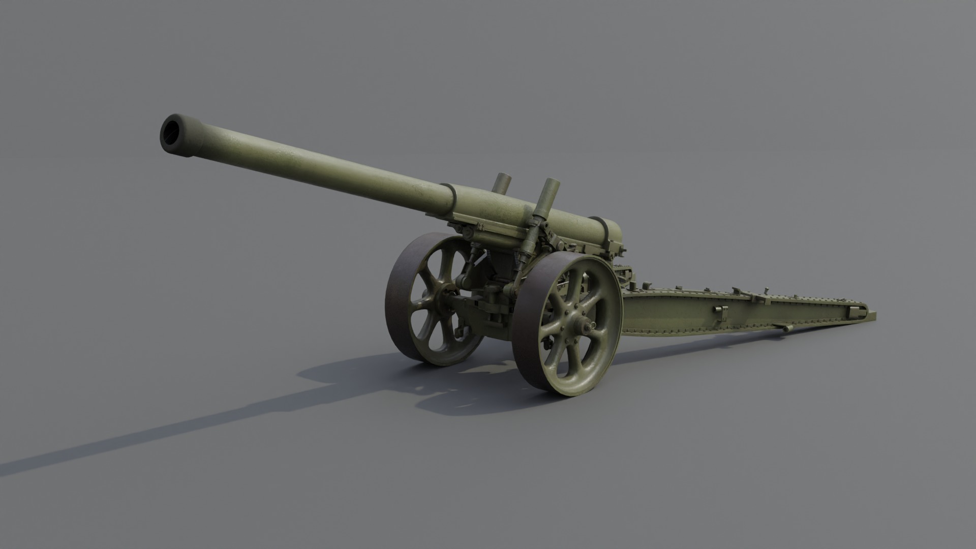 Type 89 15 cm cannon Low-poly 3D model_15