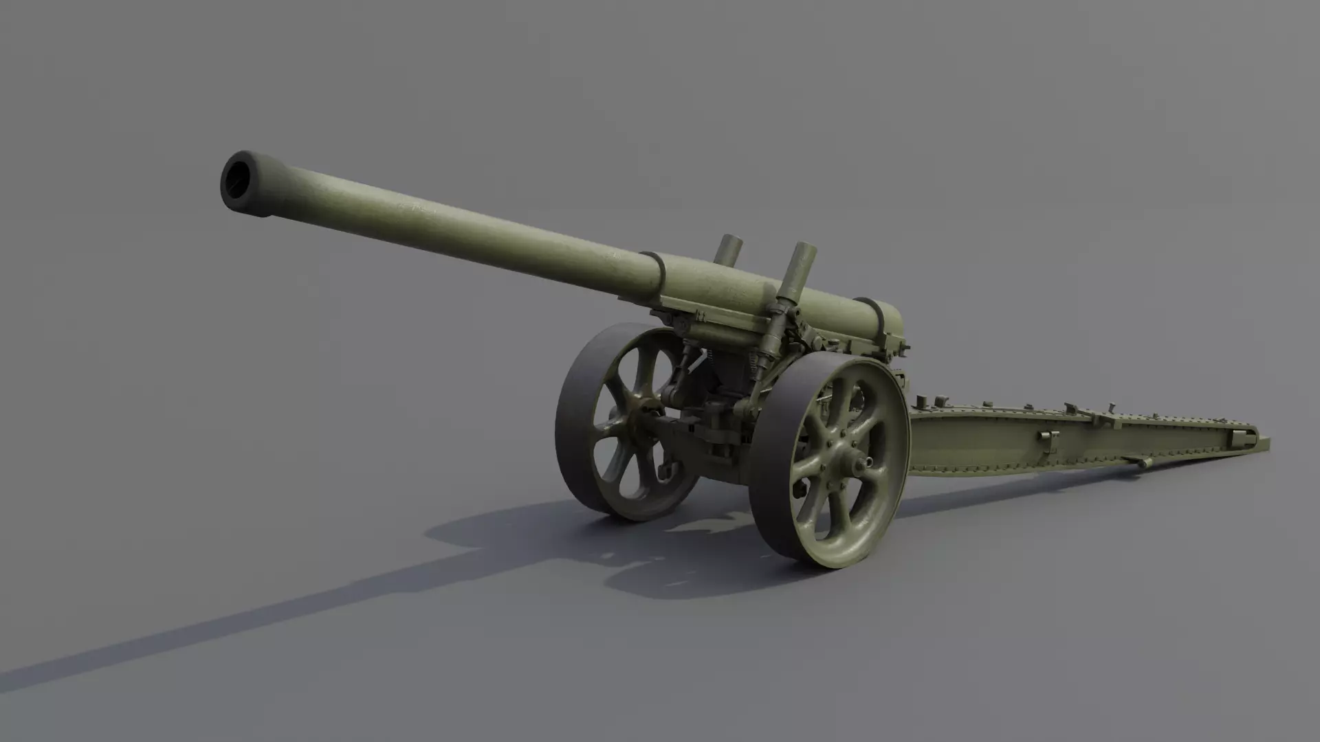 Type 89 15 cm cannon Low-poly 3D model_0