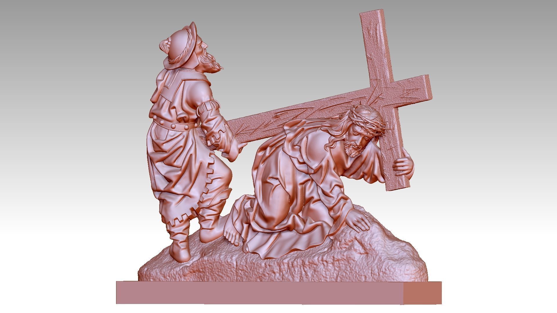 Jesus Christ Carrying the Cross 3D print model_1