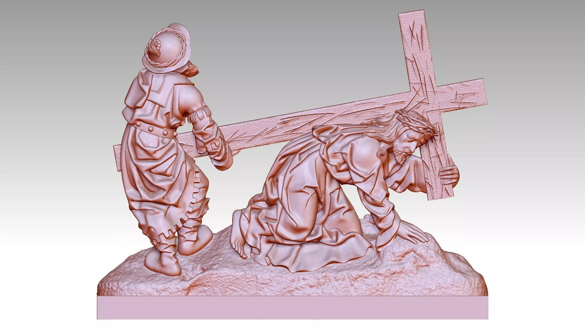 Jesus Christ Carrying the Cross 3D print model_0