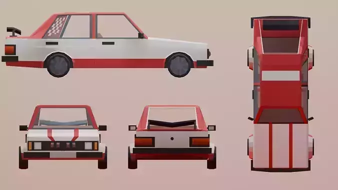 Low poly sport car model - 3D model