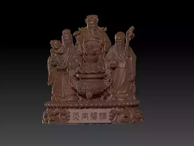 Fu Lu Shou Three Gods buddha 3D print model