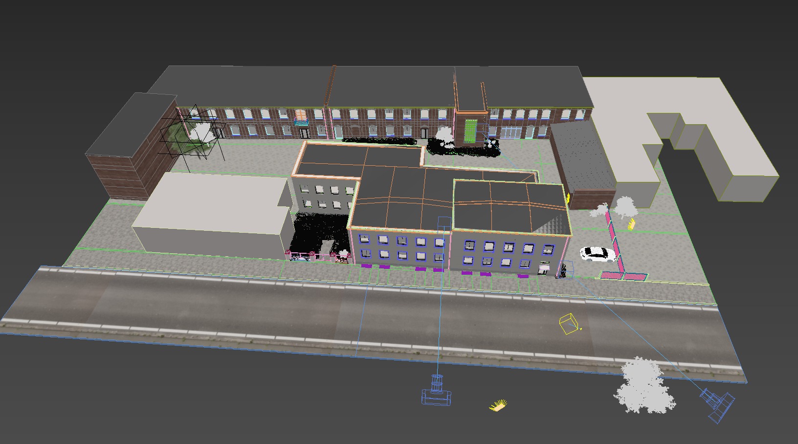 TWO  BUILDING BRICK TENEMENT HOUSE  AND  MANUFACTURE BIULDING  3D model_7