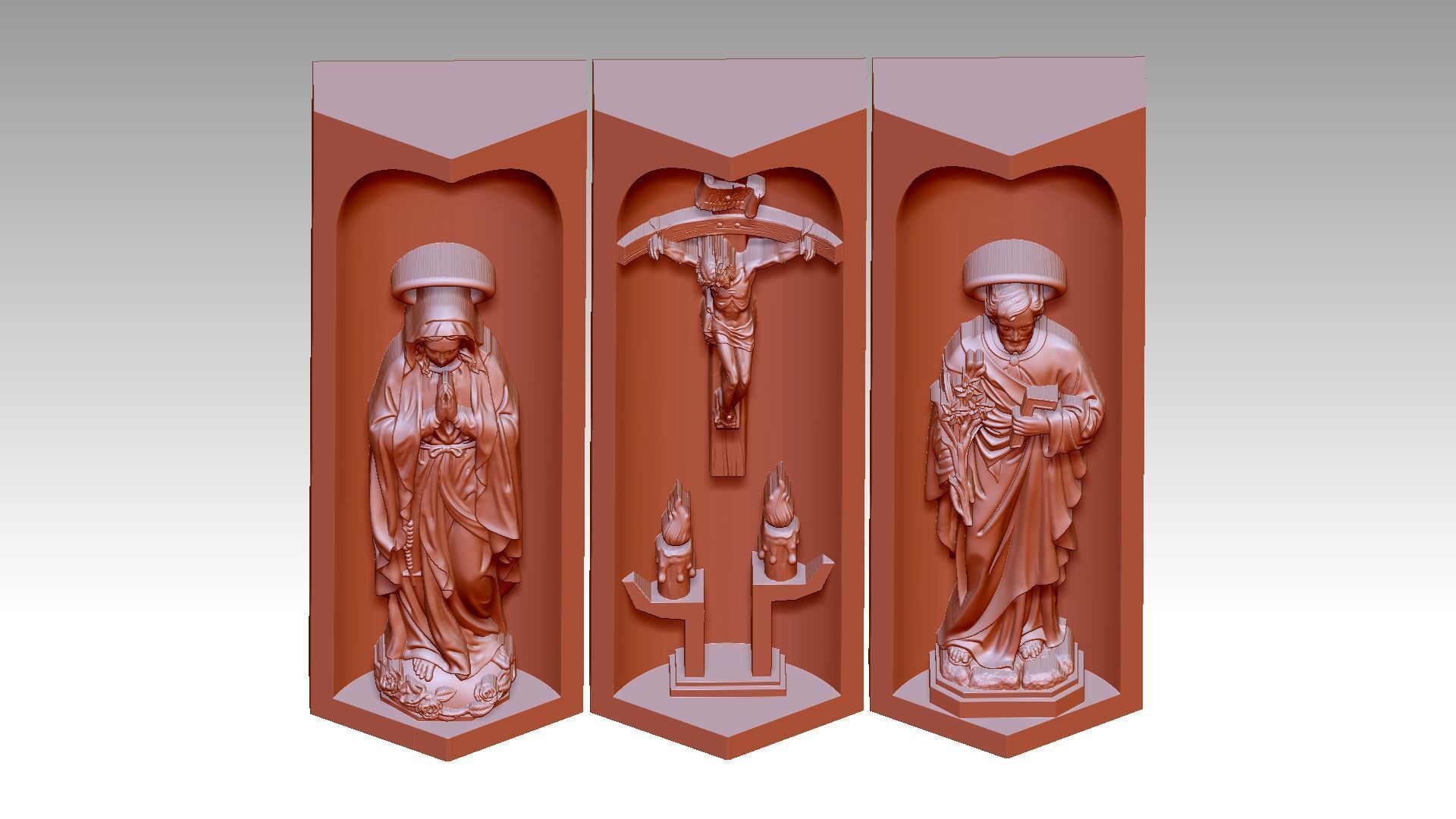 Cross Box - Jesus Christ - Virgin Mary - Saint Joseph 3D print model_5