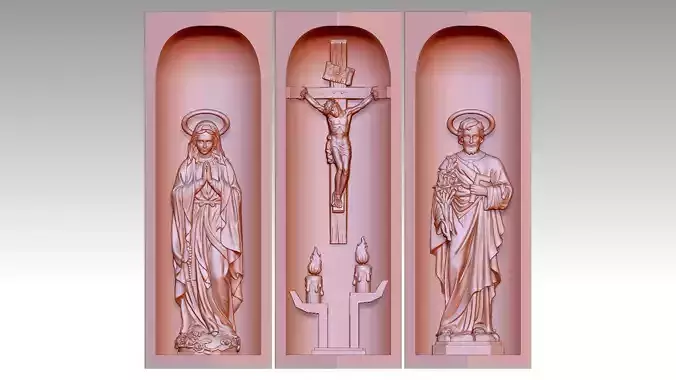 Cross Box - Jesus Christ - Virgin Mary - Saint Joseph