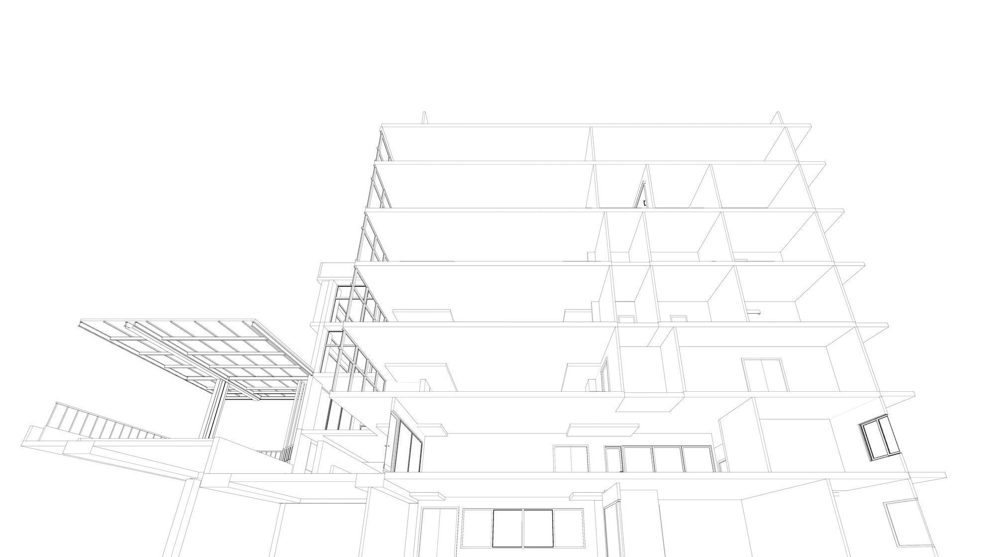 Office building in section cut 24ZZ39 3D model_9