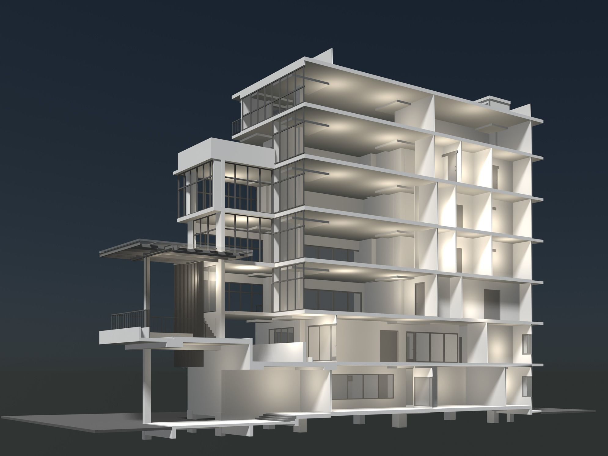 Office building in section cut 24ZZ39 3D model_1