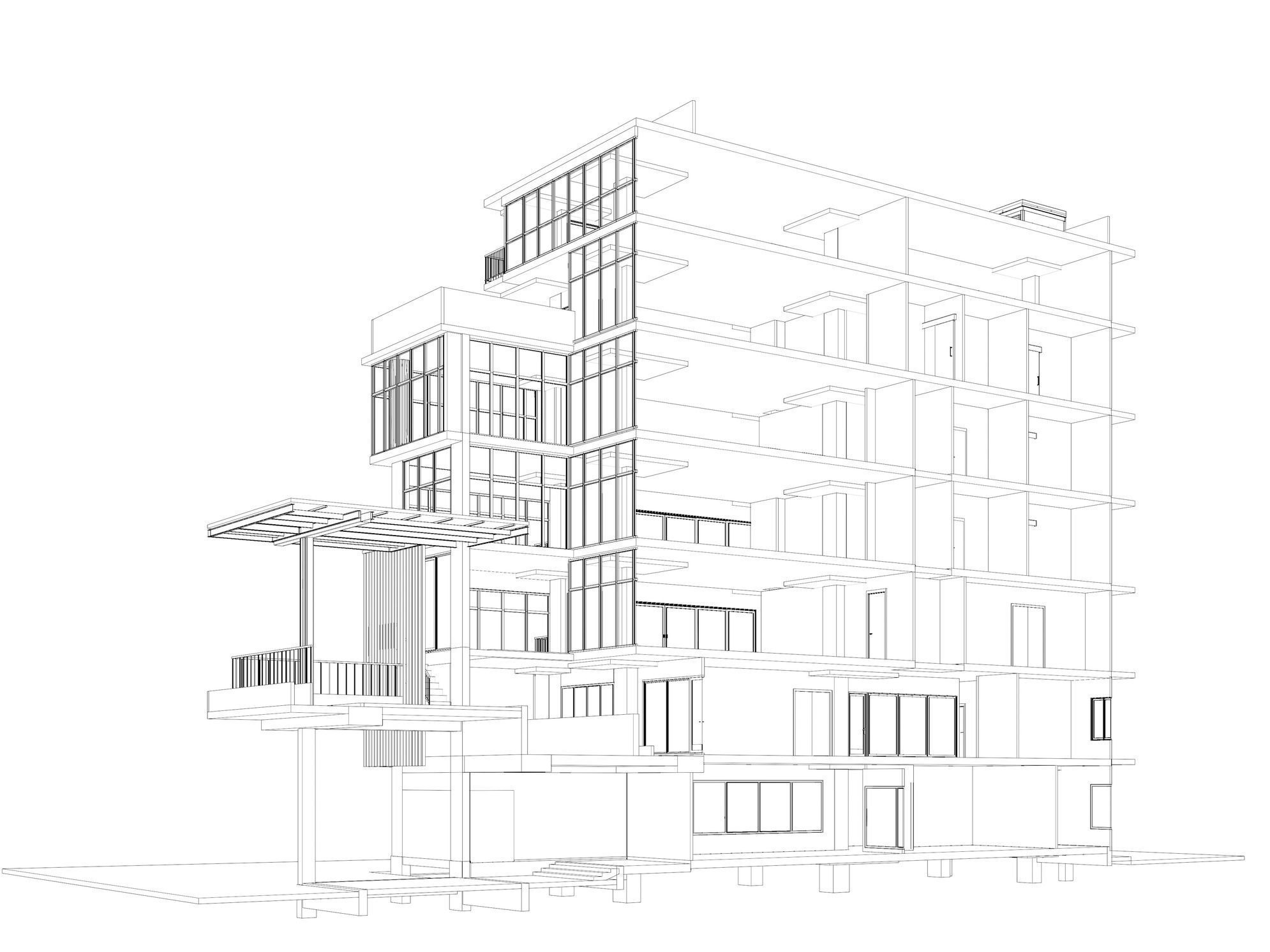 Office building in section cut 24ZZ39 3D model_6