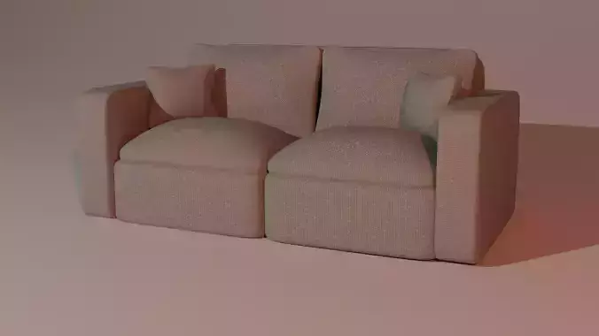 Modern two-seater sofa with cushions - medium-polygon 3D model