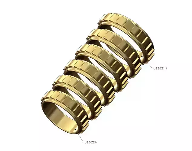 Stepped gear teeth ratchet band US sizes 6to11