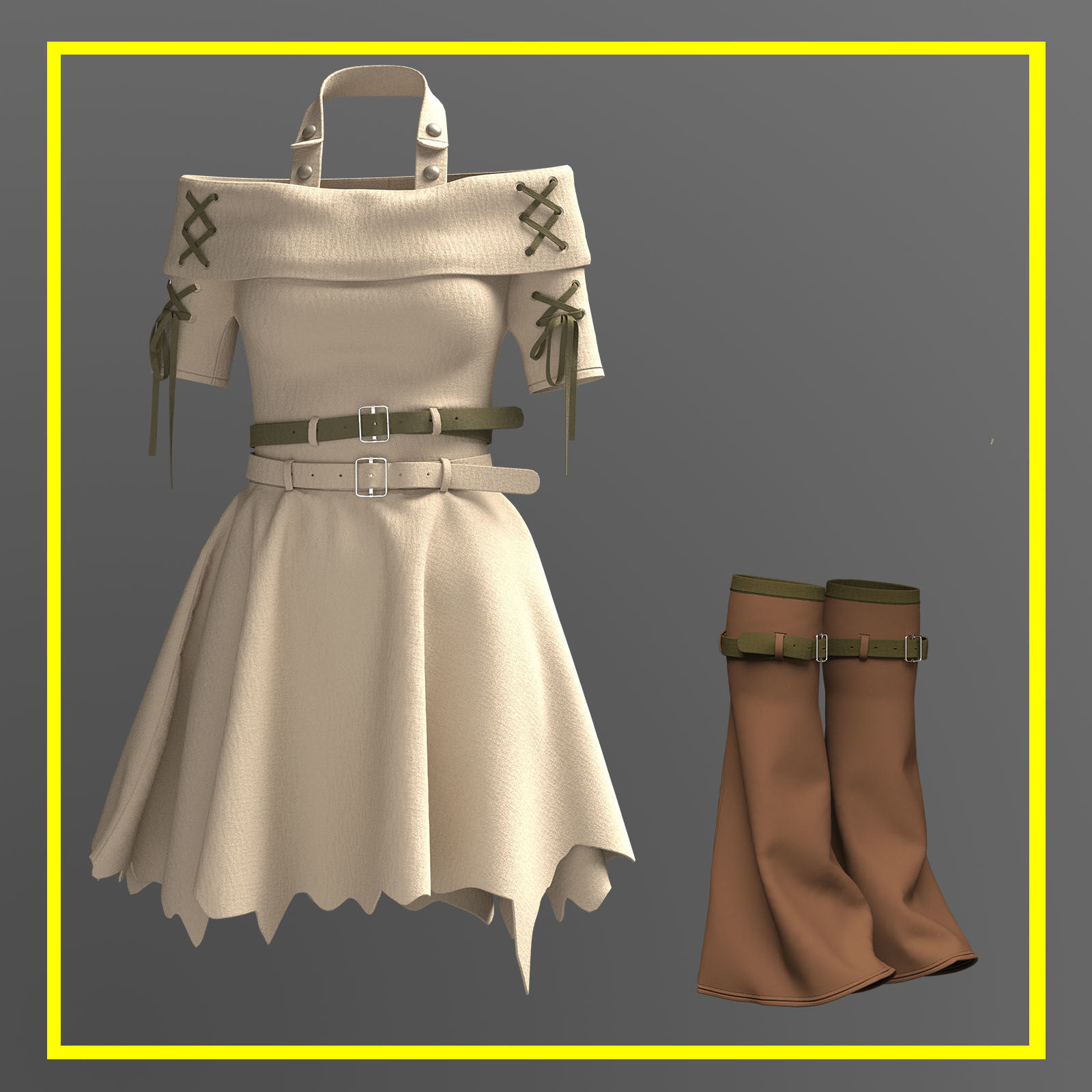 Female Outfit 3D model_1