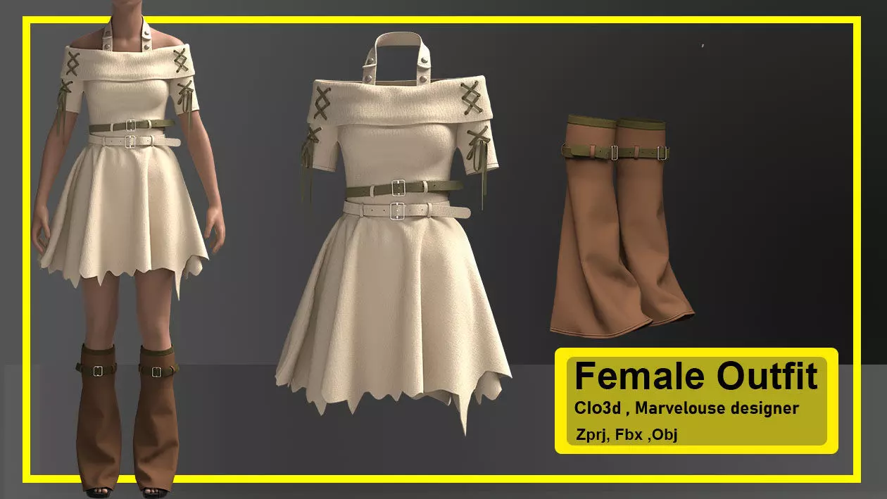 Female Outfit 3D model_0