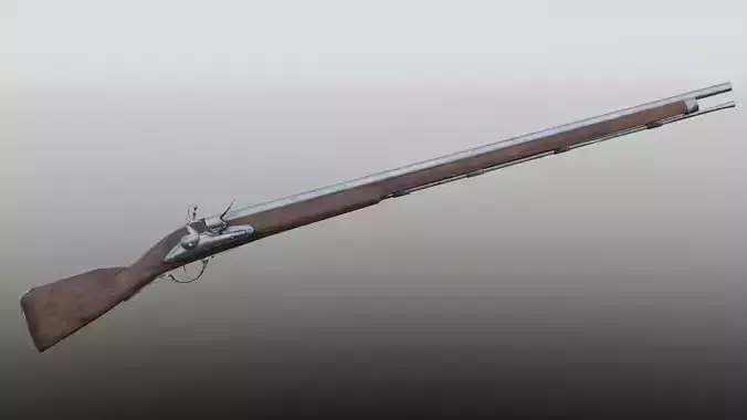 Swedish M1698 Flintlock Musket low poly