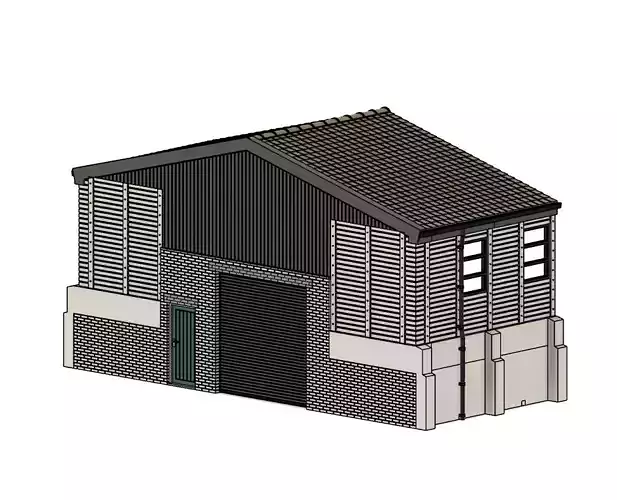 Model Railway Low Relief Industrial Building 3 Front 3D print model