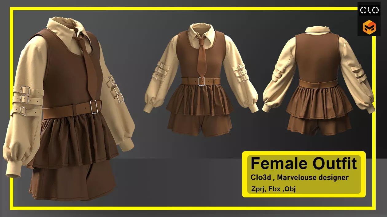 Female Outfit 3D model_0