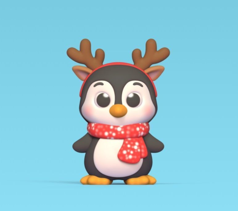 Penguin Reindeer Xmas 3D print model_1