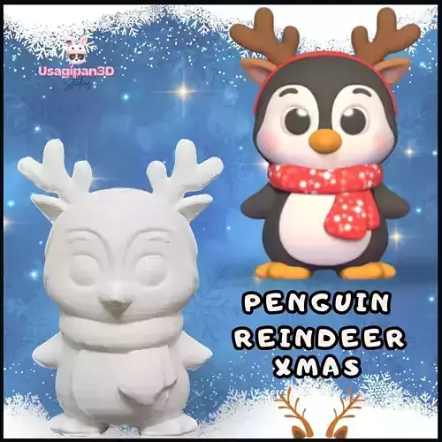Penguin Reindeer Xmas 3D print model Penguin Reindeer Xmas 3D print model
