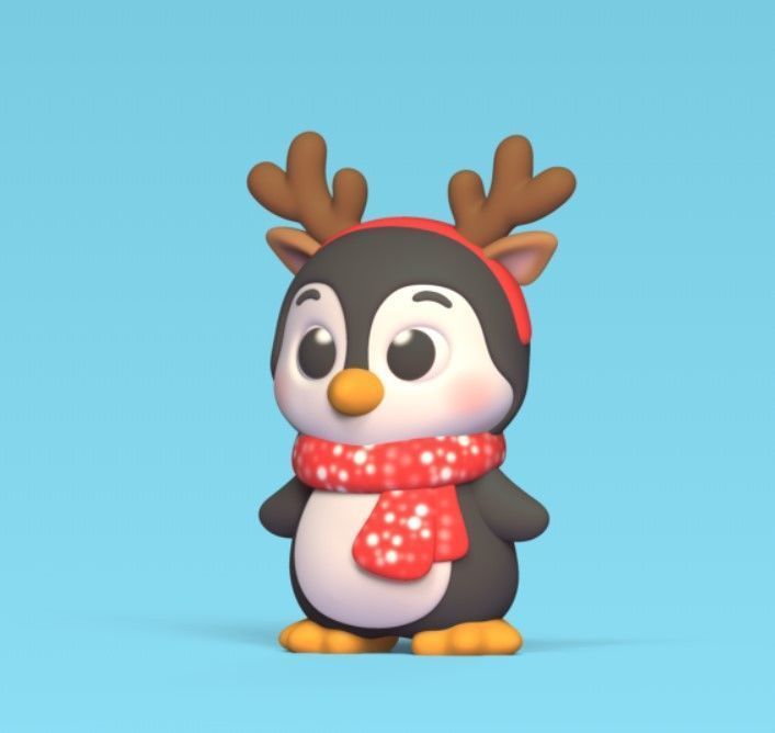Penguin Reindeer Xmas 3D print model_2