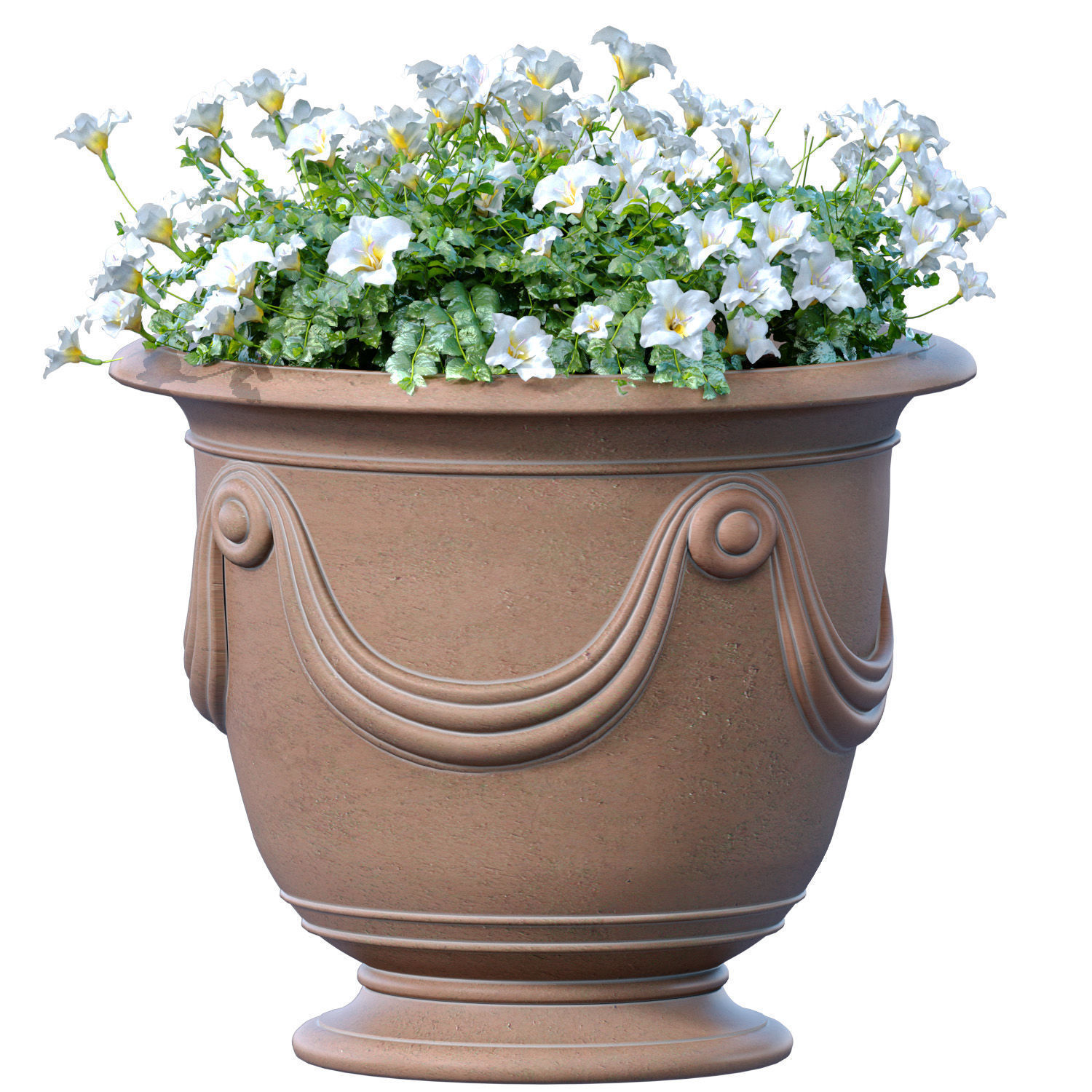 Flowerbed Petunia flowers plant  Luxury garden pots  3D model_1