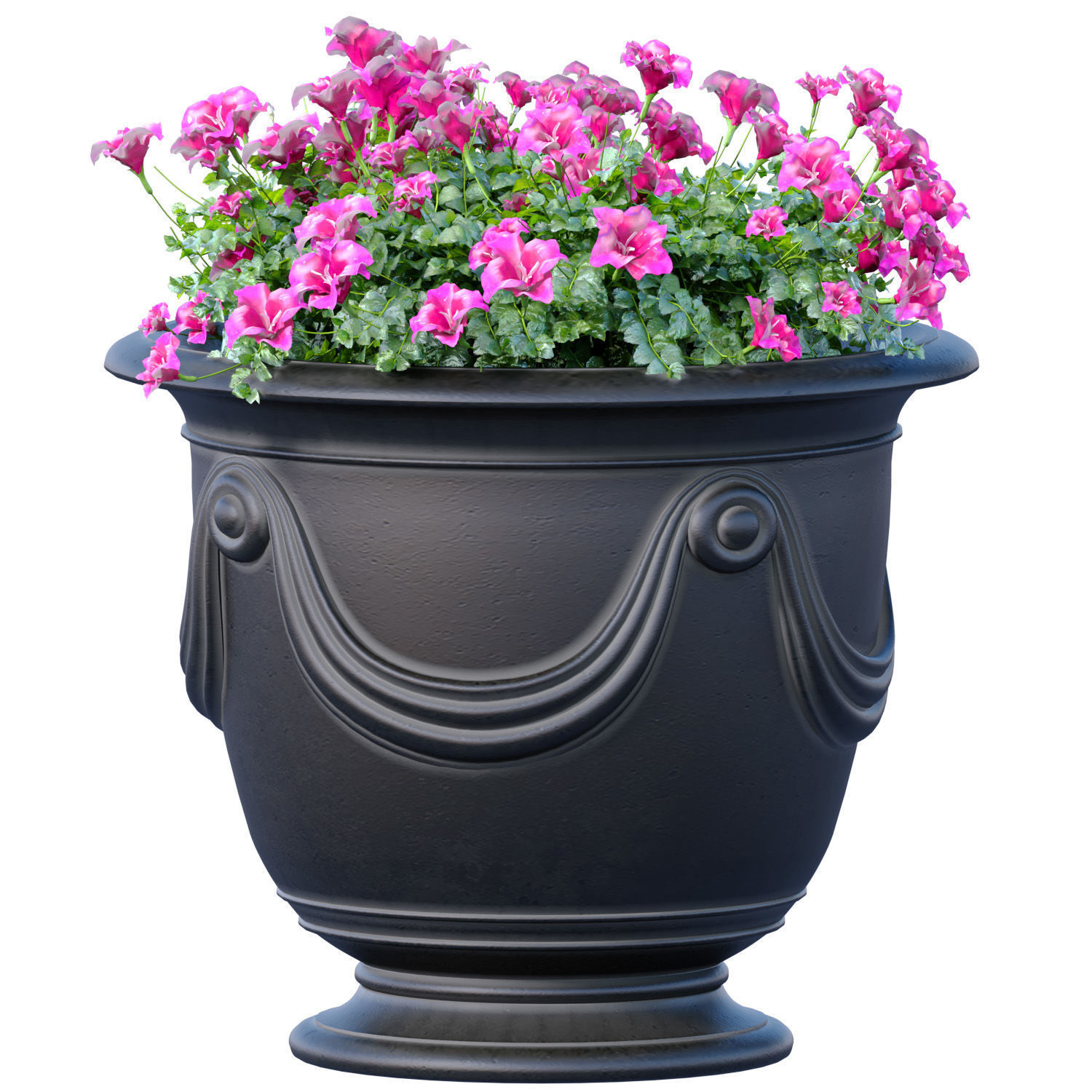 Flowerbed Petunia flowers plant  Luxury garden pots  3D model_2