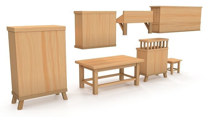 Stylized furniture pack 3D model 3