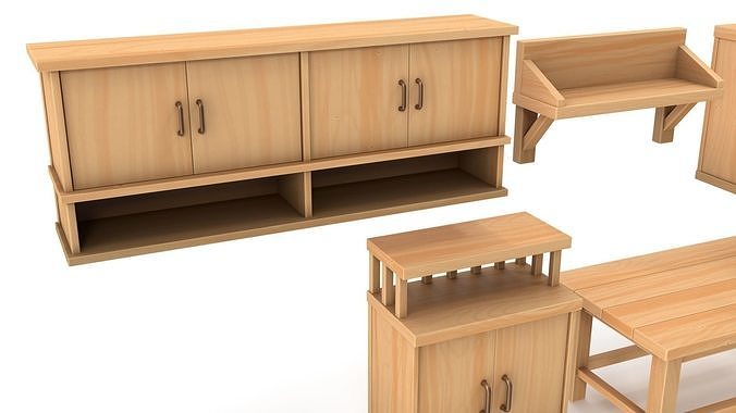 Stylized furniture pack 3D model 6