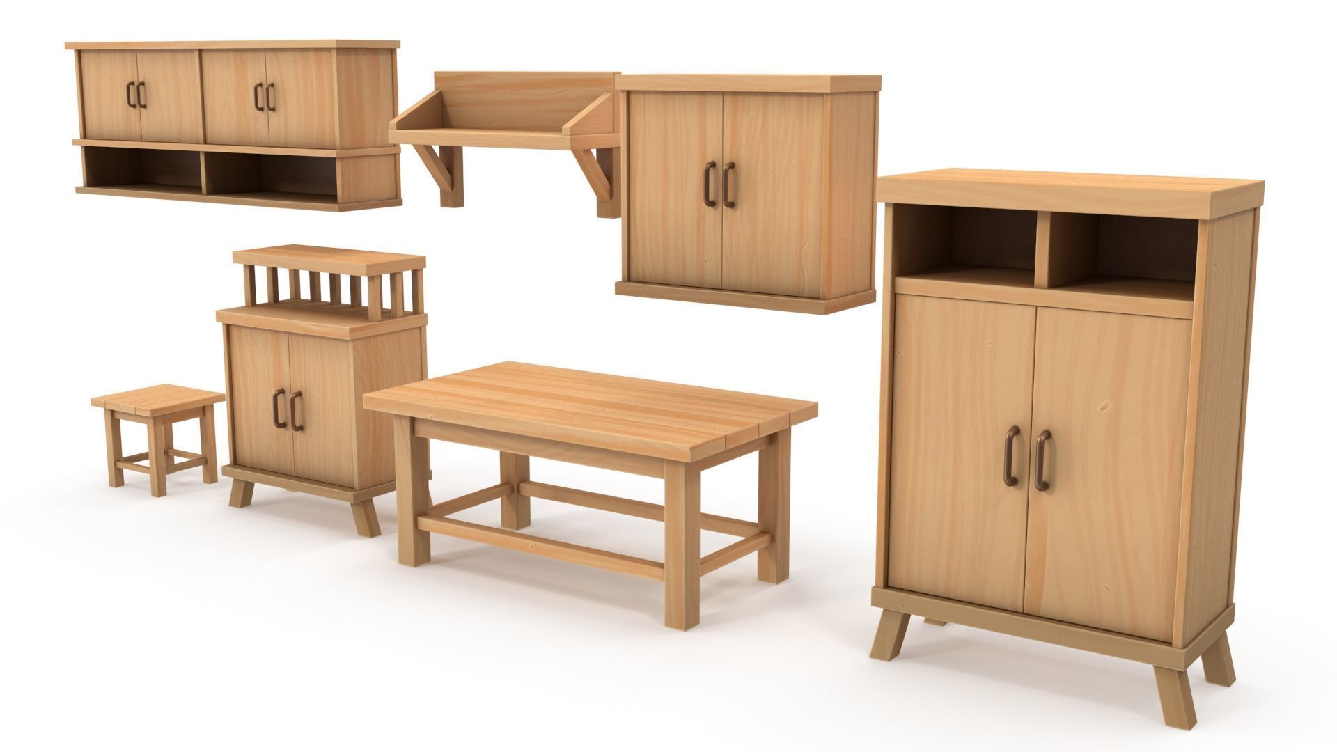 Stylized furniture pack 3D model_1