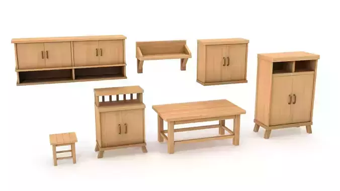 Stylized furniture pack 3D model