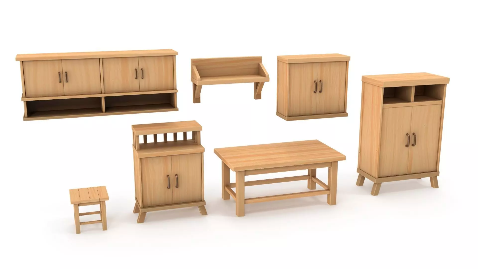 Stylized furniture pack 3D model_0