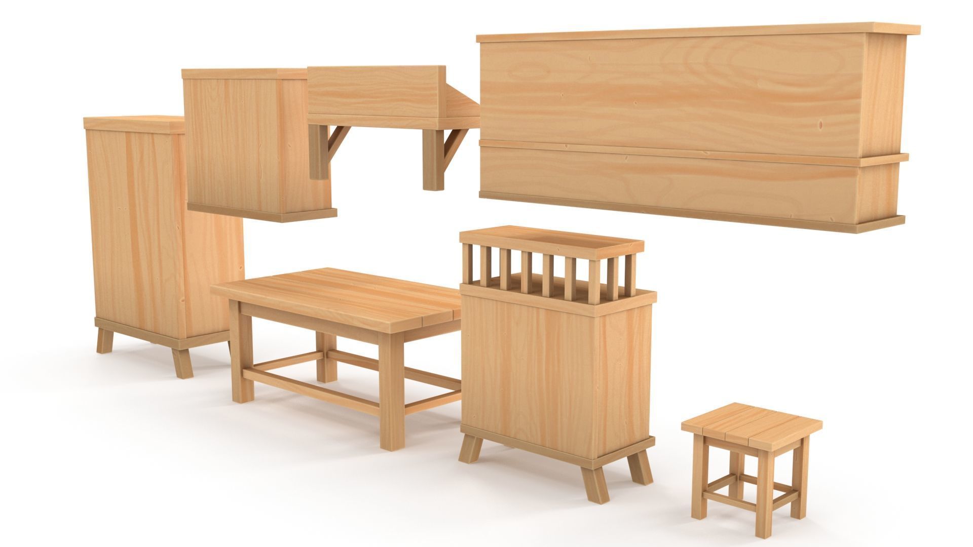 Stylized furniture pack 3D model_3
