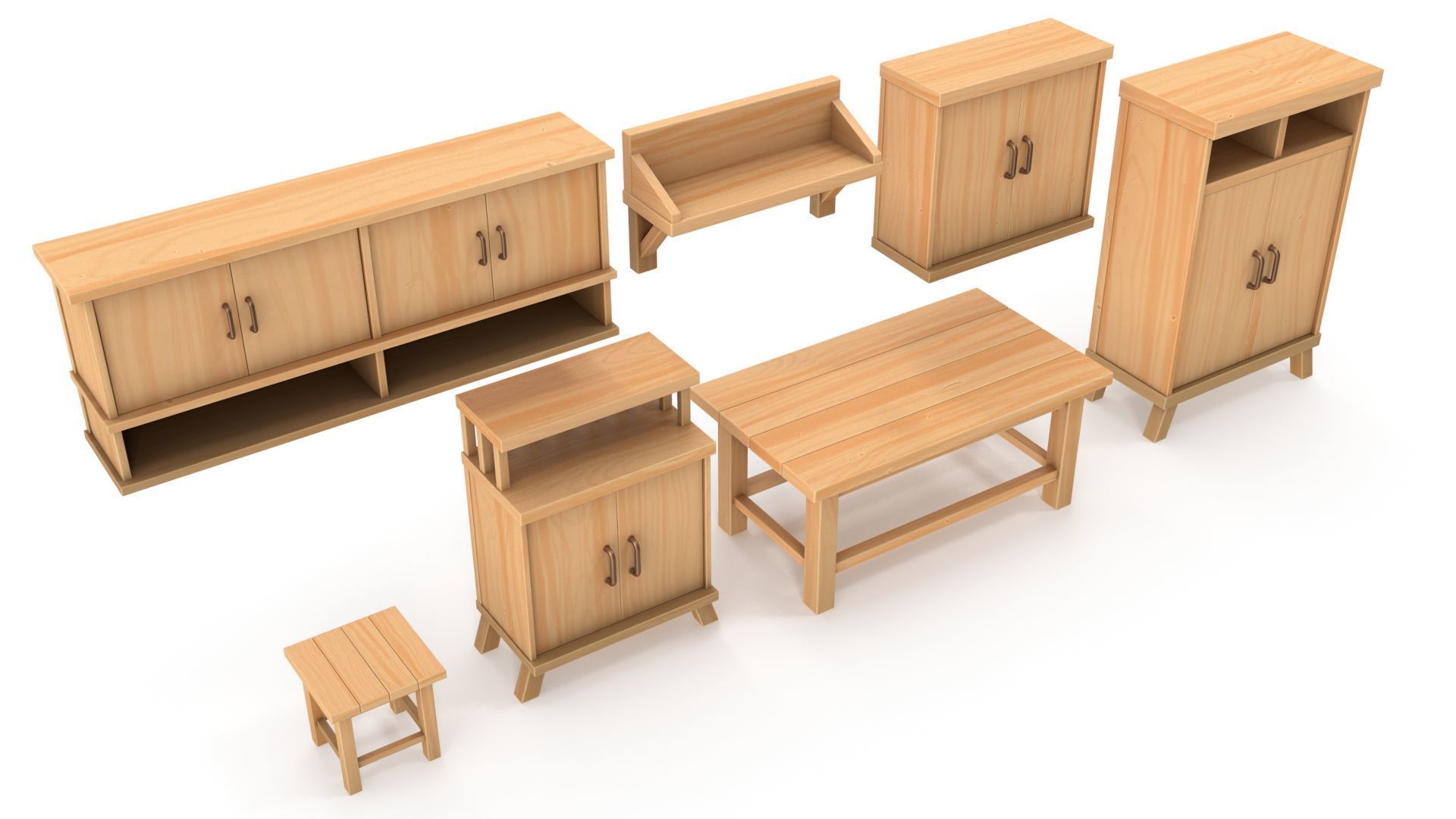 Stylized furniture pack 3D model_4