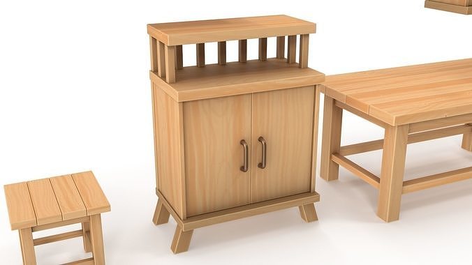 Stylized furniture pack 3D model 7