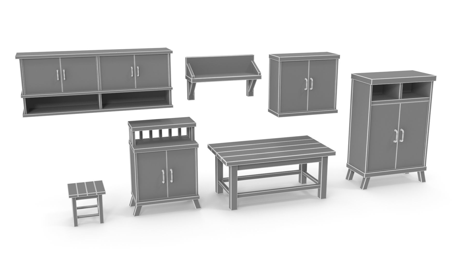 Stylized furniture pack 3D model_21