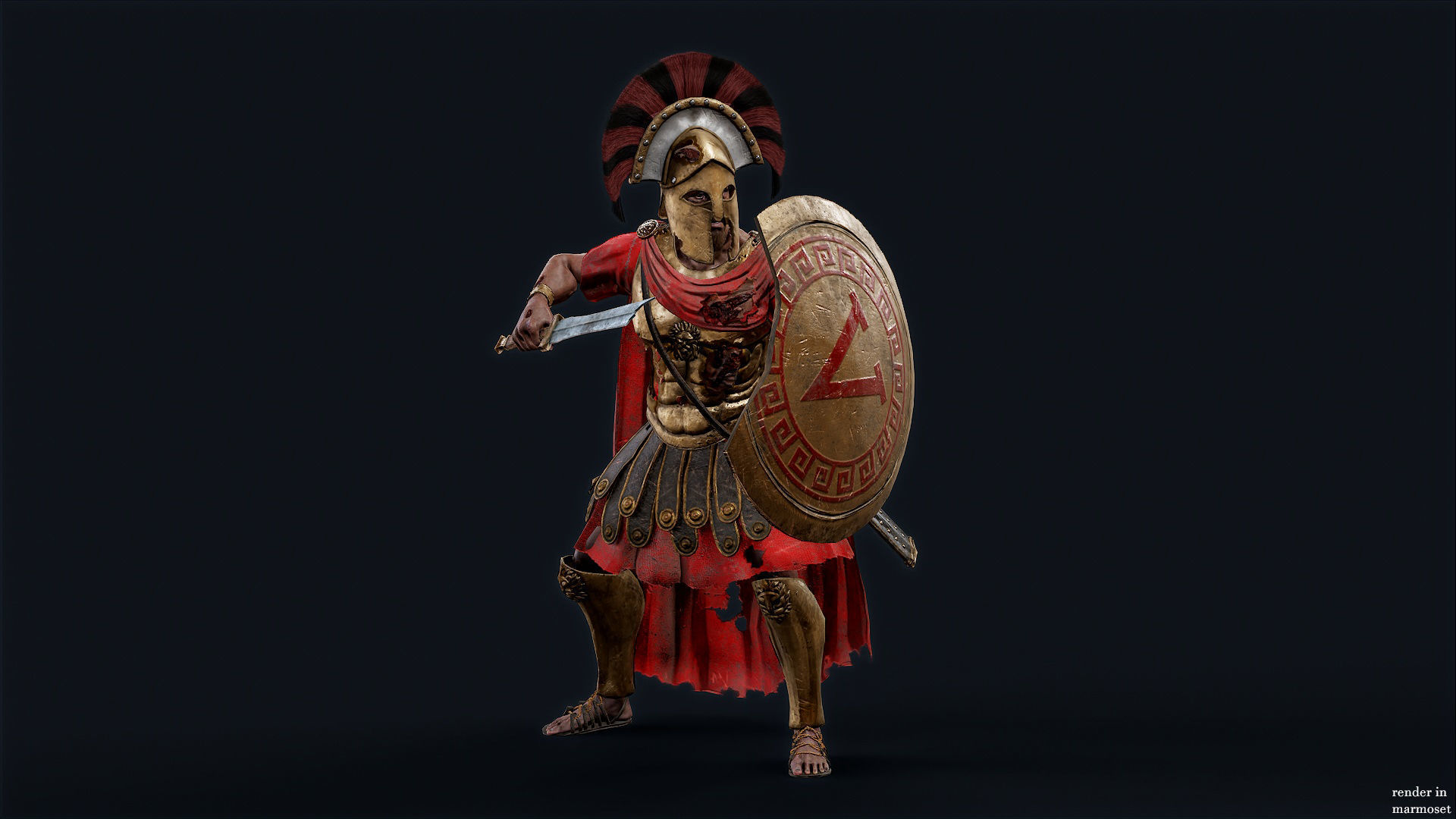 SPARTAN ROYAL GUARD UNDEAD 1 Low-poly 3D model_7